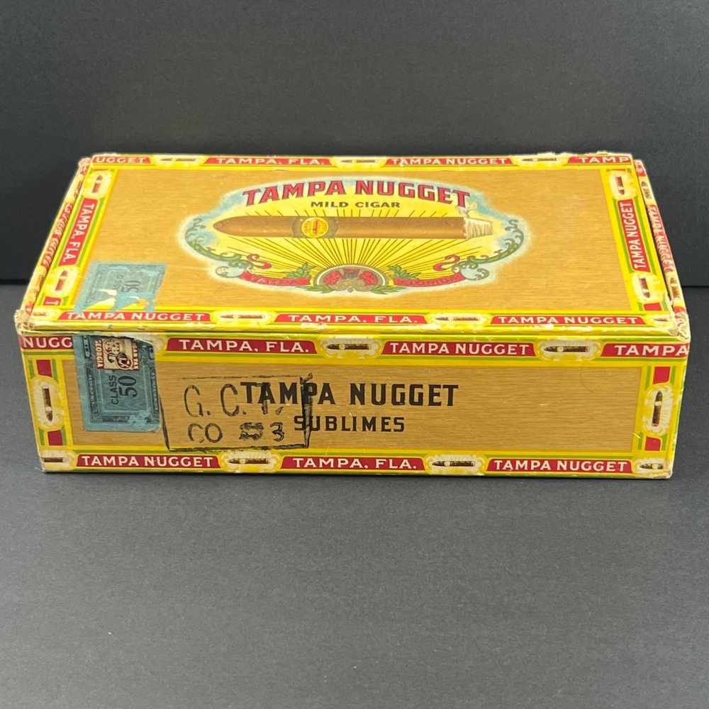 Tampa Nugget Cigar Box Sublimes Vintage Wood Tampa Florida Yellow Good Condition